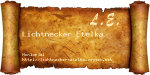 Lichtnecker Etelka névjegykártya